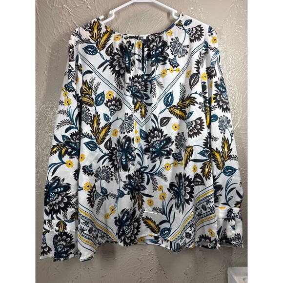 Liz Claiborne Career Womens Keyhole Neck Long Sleeve Blouse Size Large - Picture 1 of 5